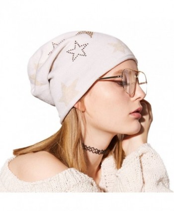 SOMALER Womens Lightweight Slouchy Beanie For Women Knit Hat Wool Skully Cap - White - CX186ER7X6R