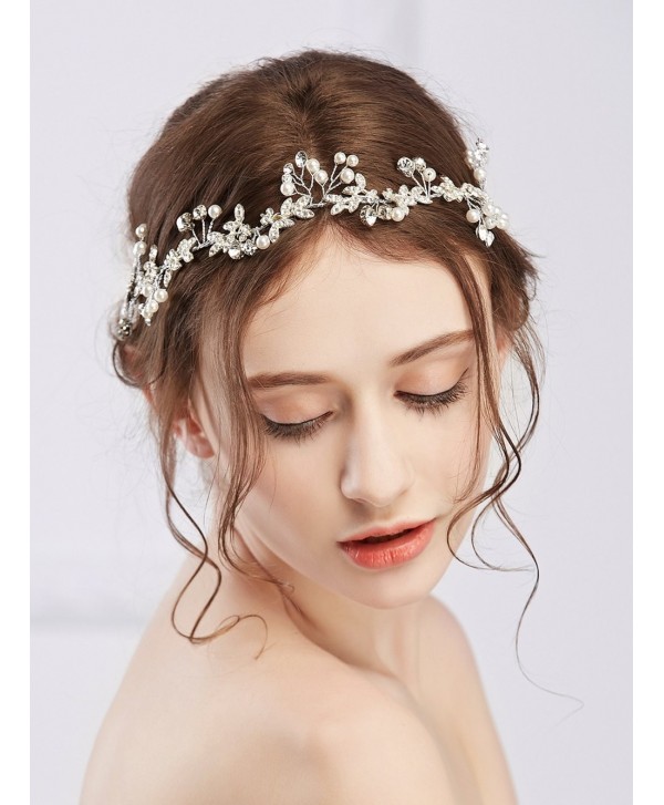 Missgace Bridal Crystal Vintage Headband Wedding Rhinestones Headband Women Beach Wedding Hair Accessories - CL12MA4N71G