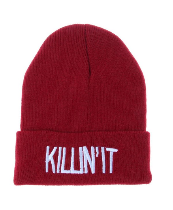 Tuscom Unisex Women Men Hat Warm Winter Knit Cap Hip-hop Beanie Hats - Wine Red - CL12NB6CKZ7