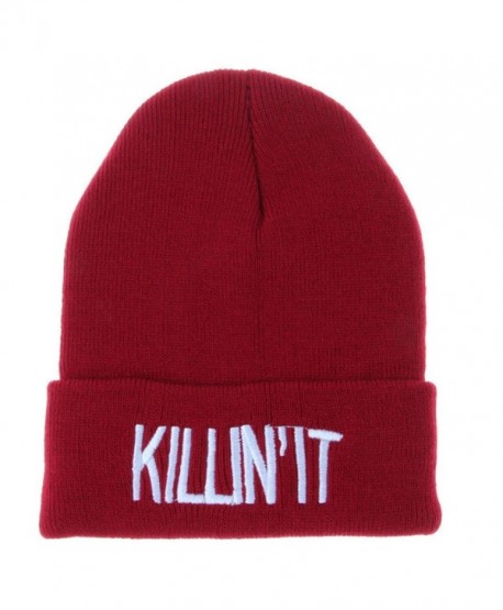 Tuscom Unisex Women Men Hat Warm Winter Knit Cap Hip-hop Beanie Hats - Wine Red - CL12NB6CKZ7