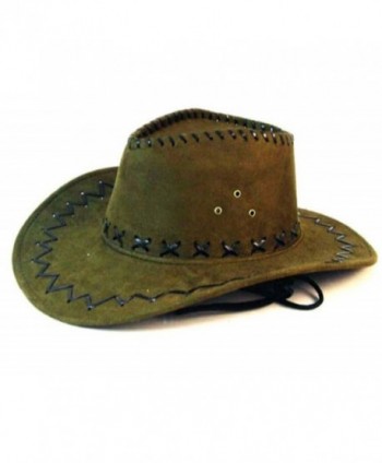 Deluxe Olive Green Simulated Suede Leather Western Style Cowboy / Cowgirl Hat - CM11R30FZUR