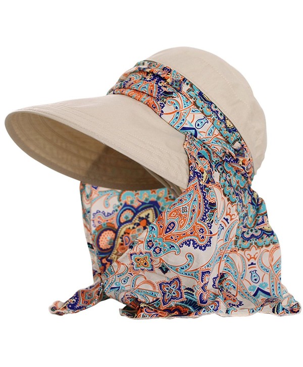 Lanzom Women Lady Wide Brim Cap Visor Hats UV Protection Summer Sun Hats - Beige - CH17XE3L89E