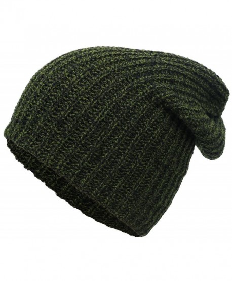 Simplicity Men / Women's Thick Stretchy Knit Slouchy Skull Cap Beanie - Green - CJ12MA74QUX