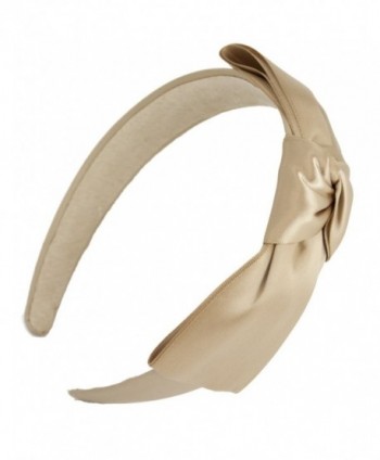 Dahlia Girl's Satin Headband - Holiday Ribbon Bow - Gold - Gold - CY11TMKEZWZ