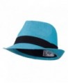 Pleated Hat Band Straw Fedora Hat - Turquoise W18S37F - CP11E8U1N8N