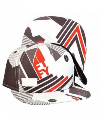 Flat Fitty Geometric Snapback Cap- Grey White Red - C811F0AVJNN