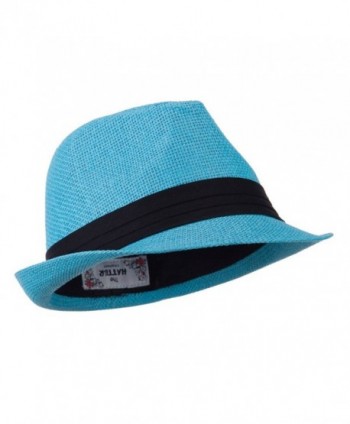 Pleated Hat Band Straw Fedora