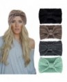 Misscat Women Girls Knit Crochet Bow Headband Head Wrap Hat Ear Warmer - Khaki - CJ12O0P6XMY