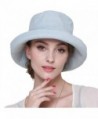 LITHER Women's Sun Protective Cotton Bucket Hat for Summer Beach Hat - Light Blue - CO17YY2LMGY