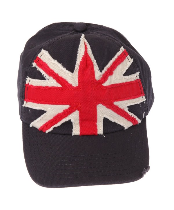 GB Union Jack Distressed Baseball Cap With Adjustable Strap - Navy - CH110SC42TR