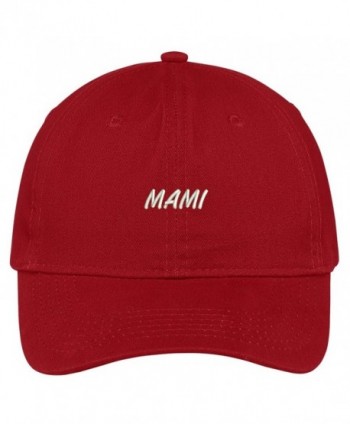 Trendy Apparel Shop Mami Embroidered Brushed Cotton Adjustable Cap - Red - CI12N5Q7XPG