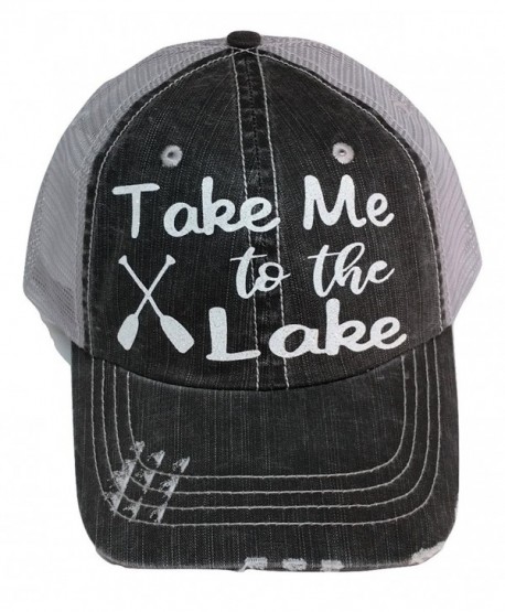 Loaded Lids Women's Take me to the Lake Distressed Bling Baseball Cap - Grey/White - CF183KT4DUE