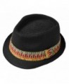 Straw Fedora Hat with Rainbow Band Medium Black - CR119B9MZER