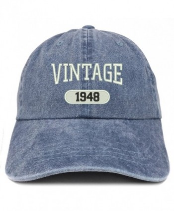 Trendy Apparel Shop Vintage 1948 Embroidered 70th Birthday Soft Crown Washed Cotton Cap - Navy - CJ12O34Y8UO