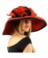 Summer Floral Floppy Sun Big Wide 6" Brim Beach Resort Hat Adjustable - Red - C111CHZMUAP