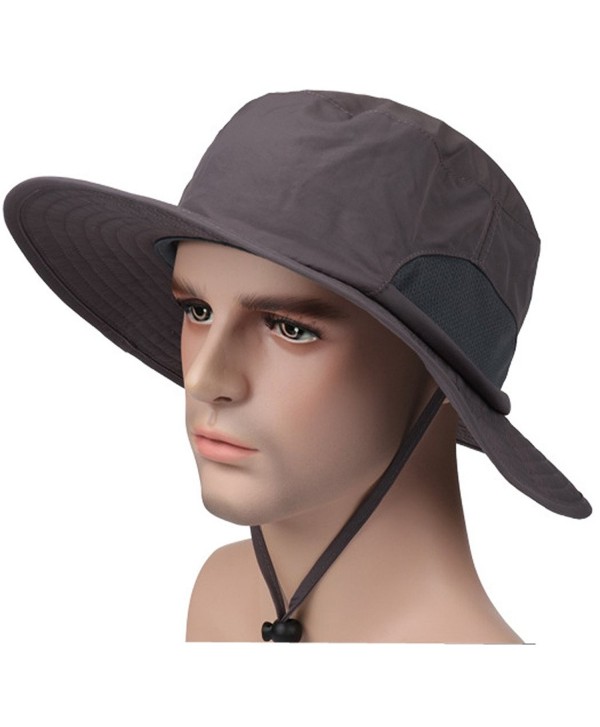 NEOSAN Sport Sun Protection Hats Fishing Caps Flap Wide Brim Mesh Hat - Wide Brim Charcoal - C017YKOI77R
