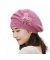 Tuscom Fashion Womens Flower Knit Crochet Beanie Hat Winter Warm Cap Beret - Purple - CX12N4S3U43