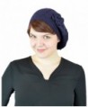 Belle Donne - Women's Mesh Crocheted Accented Stretch Beret Hat - Many Colors - Navy 4082 - CP12EZVVBYZ