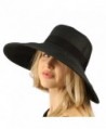 Summer Ribbon Bow Floppy Sun Wide 5" Brim Beach Hat Cap Adjustable - Black - C111JQSOI8J