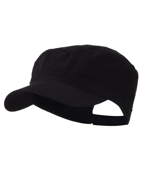 Big Size Adjustable Cotton Ripstop Army Cap - Black (For Big Head) - C911E8U8YKD