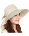 Jemis Women's Big Brim Summer Hat with Neck Cover - Beige - CR11XV9EYH9