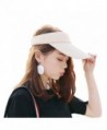 RICHTOER Wide Brim UV Protection Visor Sun Hat With Adjustable Strap Open-Top Peaked Flat Hat - Beige - CJ185OAMX8K