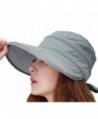 Womens 2in1 Wide Brim Summer Folding Anti-UV Golf Tennis Sun Visor Cap Beach Hat - Grey - CX12E3YZAFT