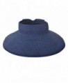 Zgllywr Women UPF 50+Packable Crushable Roll Up Wide Brim Sun Visor Beach Straw Hat - Navy - CA17YWHHKAS