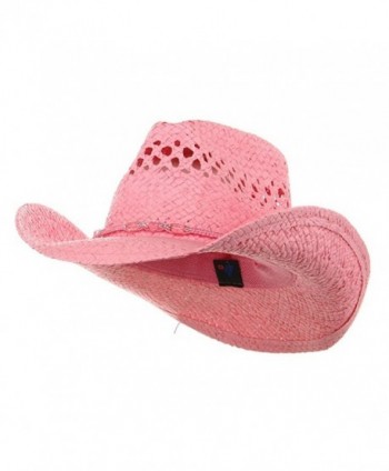 MG Womens Straw Outback Toyo Cowboy Hat - Pink - CC111QRKA39