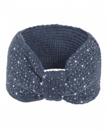 Dahlia Women's Wide Knitted Headband - Sparkle Bow - Gray - CG12N8A9JLD