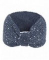 Dahlia Women's Wide Knitted Headband - Sparkle Bow - Gray - CG12N8A9JLD