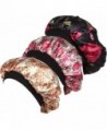 Ababalaya Women's 3pcs Soft Elastic Floral Silk Nightcap Hair Care Cap Chemo Beanie - A+d+e - CP186E7OHRX