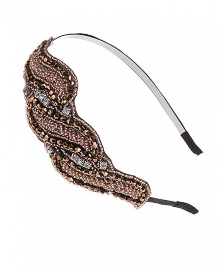 Alilang Brown Vintage Inspired Retro Flapper Beaded Rhinestone Metal Head Band Piece - CI117WZJEKF