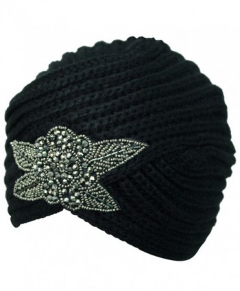 Winter Turban Beanie Beaded Flower