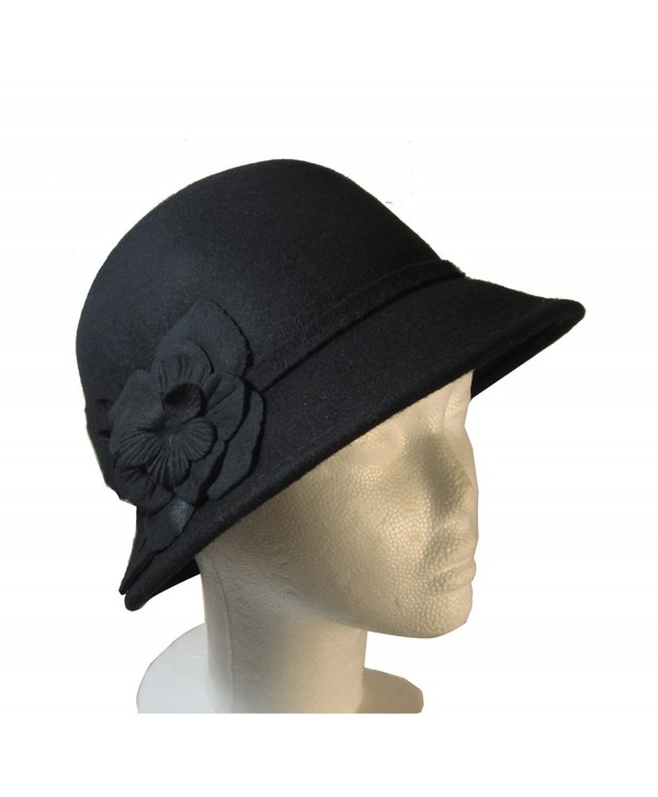 Vintage Style Women's Wool Cloche Black with Clover Flowers by Goal 2020 - CV1183QX2GJ