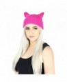 Elliott and Oliver Co. Girl Power Kitty Cat Ears Beanie Knit Hat Warm Knitted Winter Cap With Cuff - Hot Pink - C0186H9IX52
