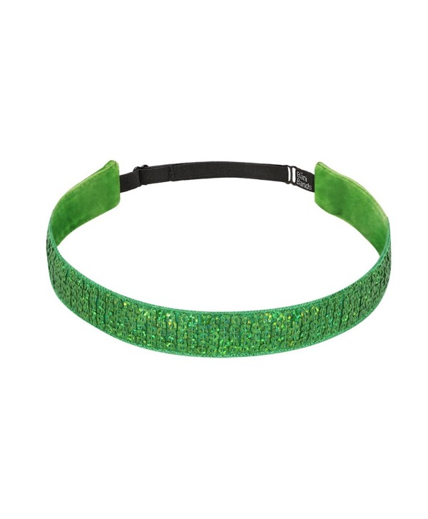Bani Bands Women's Sequin Adjustable Headband with Non-Slip Lining - Green Sparkle - CR11EAPAFJH