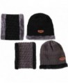 Ababalaya Women's Winter Warm Fleece Knit Beanie&Neck Scarf Windproof Face Mask Sets - Black+dark Gray - C4188ISE7I7
