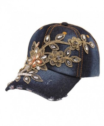 Kemilove New Vogue Women Diamond Flower Baseball Cap Jeans Hats - C - C412IFUH6YL