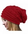 Dealzip Inc Stylish Unisex Brown Woven Knit Crochet Plicated Baggy Slouch Warm Winter Hat Cap Beret Beanie - Red - CJ12IC0J9DZ