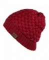 Hatsandscarf CC Knit Warm Inner Lined Soft Stretch Skully Beanie Hat(HAT-47) - Burgundy - C1189NA6M2A