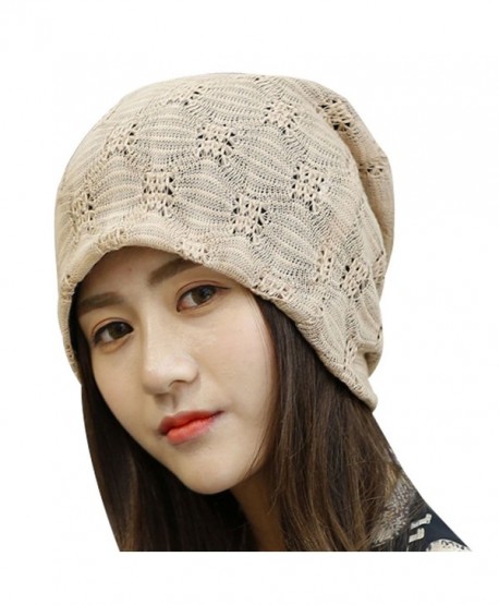 Kafeimali Womens Slouch Large Big Beanie Baggy Hat Knit Warm Winte Soft Cap - Khaki - C21868MLCOM