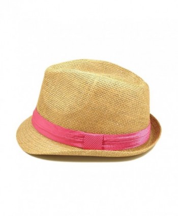 Classic Fedora Straw Pink Band in Women's Fedoras