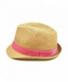 Classic Fedora Straw Pink Band in Women's Fedoras