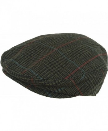 Plaid Wool Blend Ivy Scally Cap Houndstooth Driver Hat Newsboy Flat - Green - CR1297M7TVL