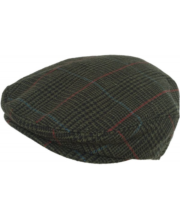 Plaid Wool Blend Ivy Scally Cap Houndstooth Driver Hat Newsboy Flat - Green - CR1297M7TVL