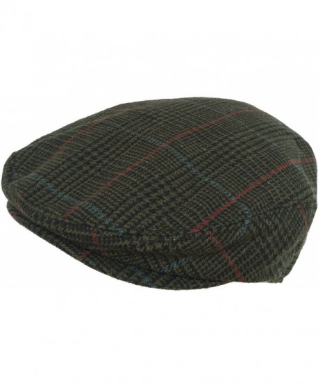 Plaid Wool Blend Ivy Scally Cap Houndstooth Driver Hat Newsboy Flat - Green - CR1297M7TVL