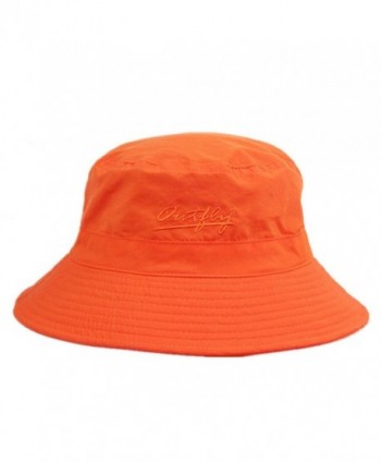 Home Prefer Unisex Mens Womens Daily Summer Hat Plain Sun Protection Bucket Hat - Orange - CD12CSI0H9H