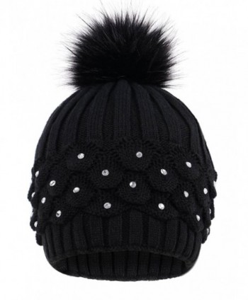 Arctic Cable Beanie Sequins Pompom in Women's Skullies & Beanies