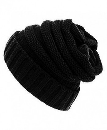 Parisianchic Unisex Oversized Baggy Slouchy Thick Winter Beanie Hat Black - CB12NENVD1X